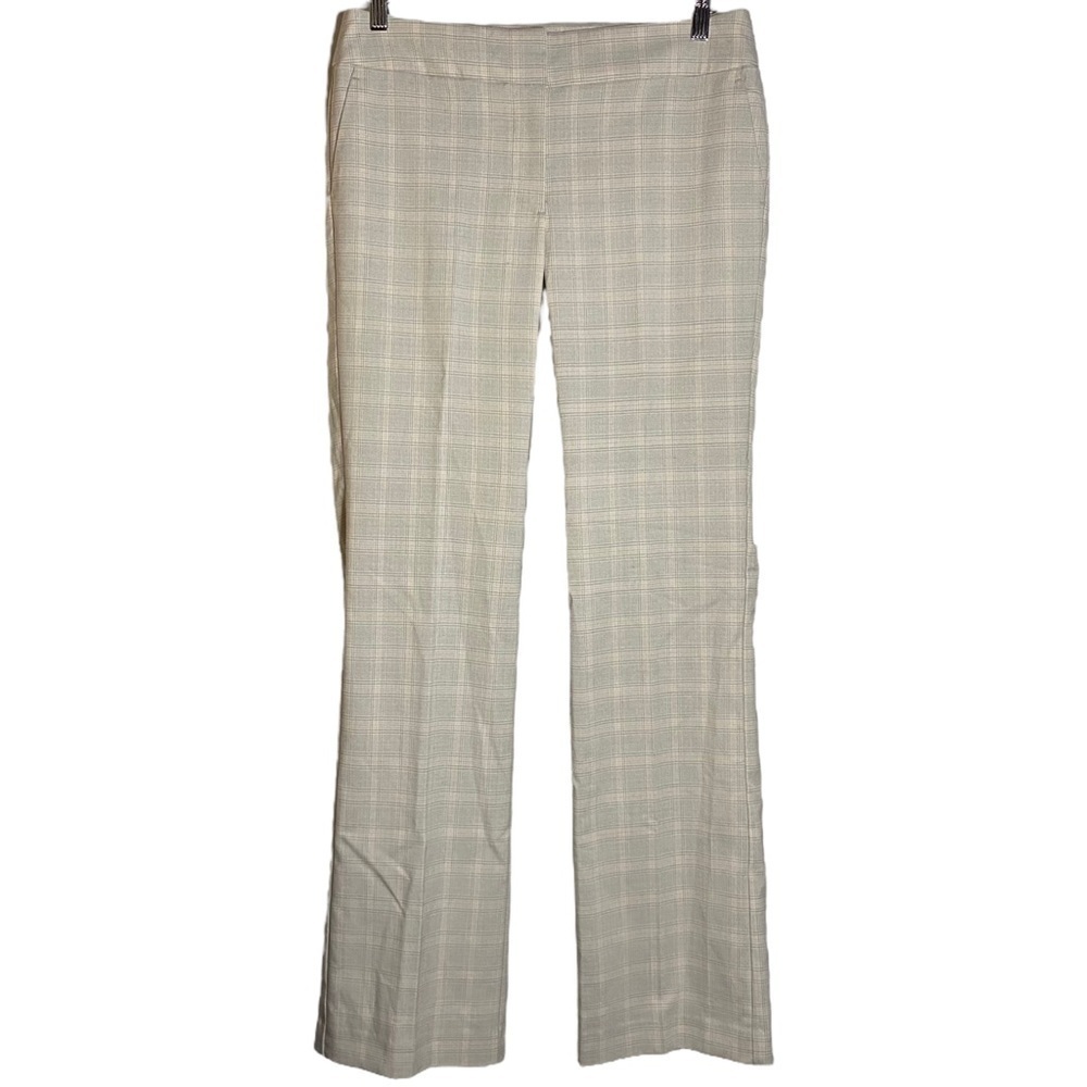 Ann Taylor Factory Pale Beige Gray Pink Plaid Dress Pants High Rise 6 Career